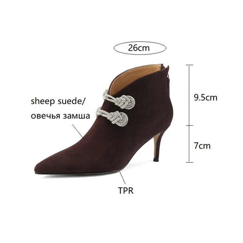 Nowe jesienne kobiety botki owce buty zamszowe szpiczasty nosek buty na wysokim obcasie kobiety etniczne buty na cienkim obcasie dla kobiety botines