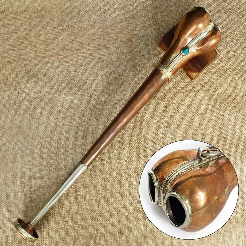 Nepalese Red Copper Bone Flute Traditional Ethnic Flutes Adult Blow Playing Wind Instruments Handmade Portable Flute Instrument