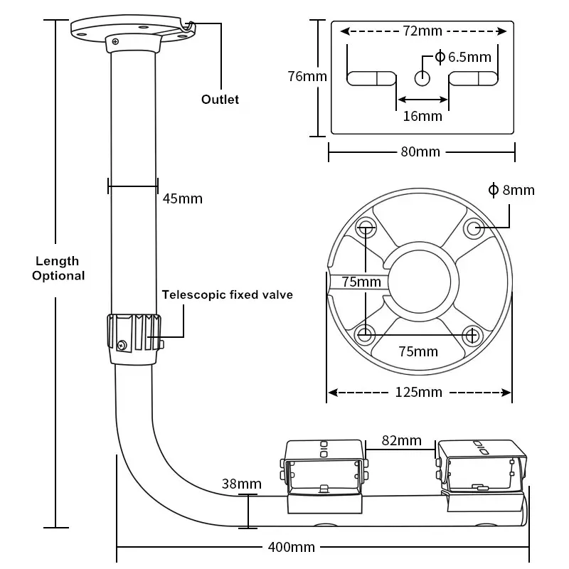 Support de caméra en alliage d'aluminium, support de levage télescopique pour Double caméra