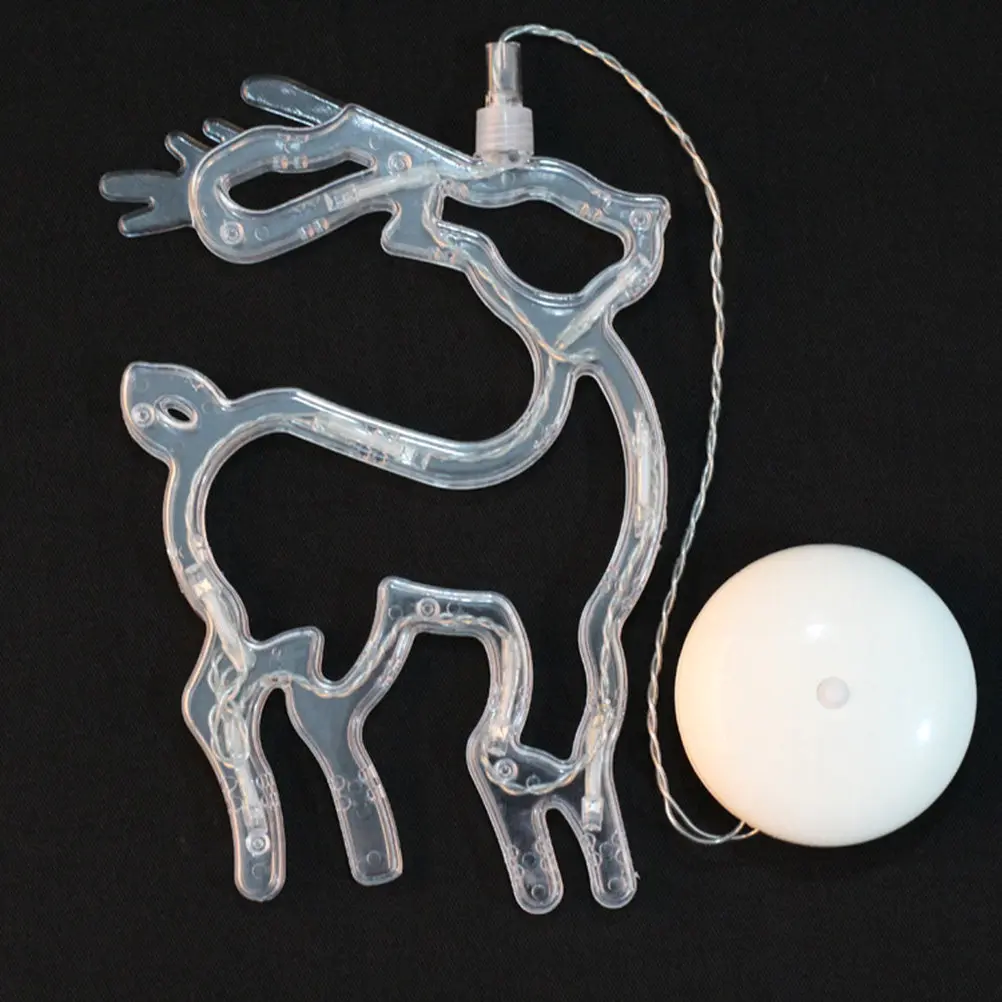 10-LED Hanging Elk Window Light with Suction Cup – Battery Operated Christmas Fairy String Lights for Indoor Party Decor