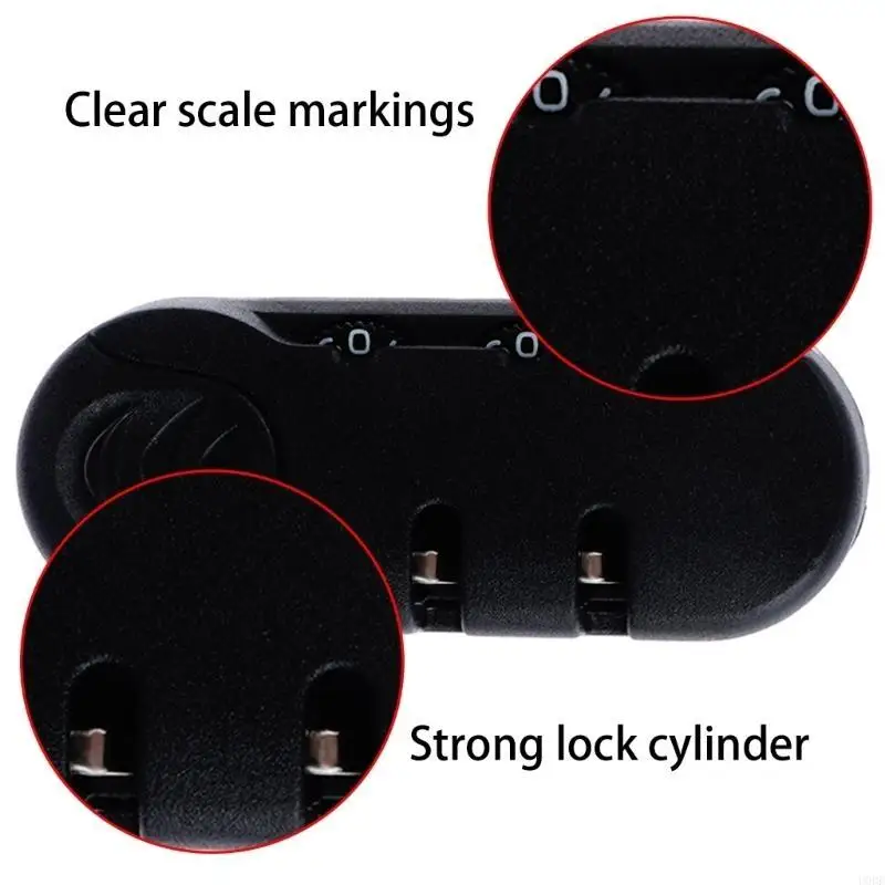   Portable Black Security Lock with Easy Set 3 Digit Code Luggage Repairing Lock