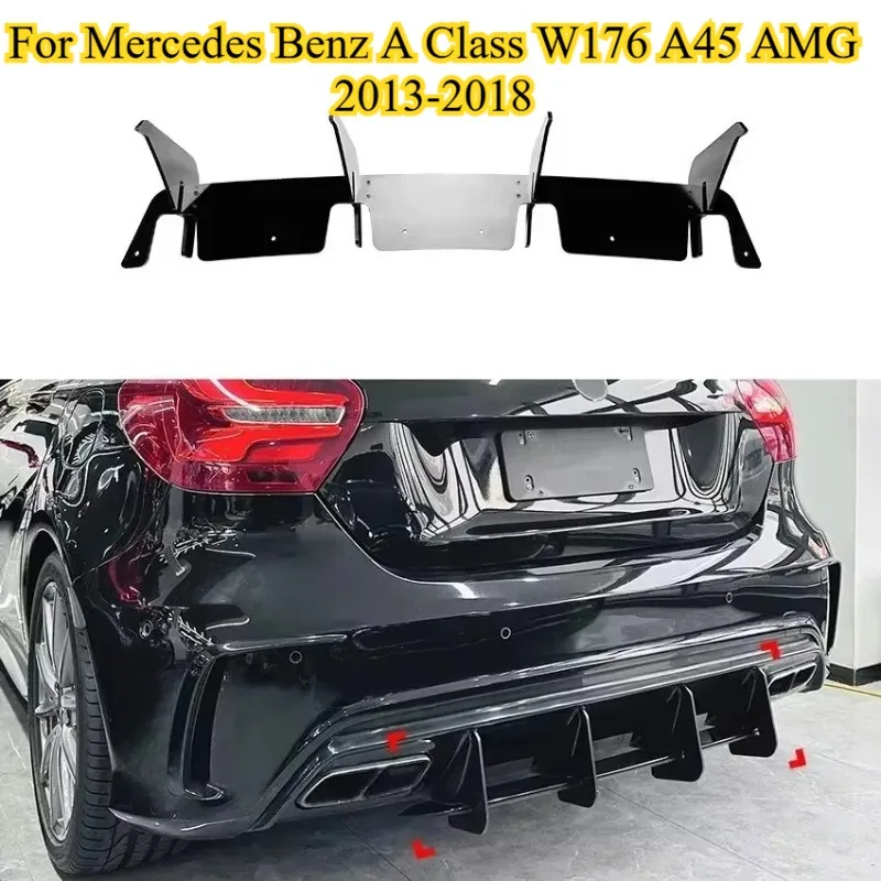 

Задний бампер, диффузор, спойлер, сплиттер для Mercedes Benz A Class W176 A180 A200 A250 A260 A45 AMG 2013-2018, хэтчбек, Bodykit