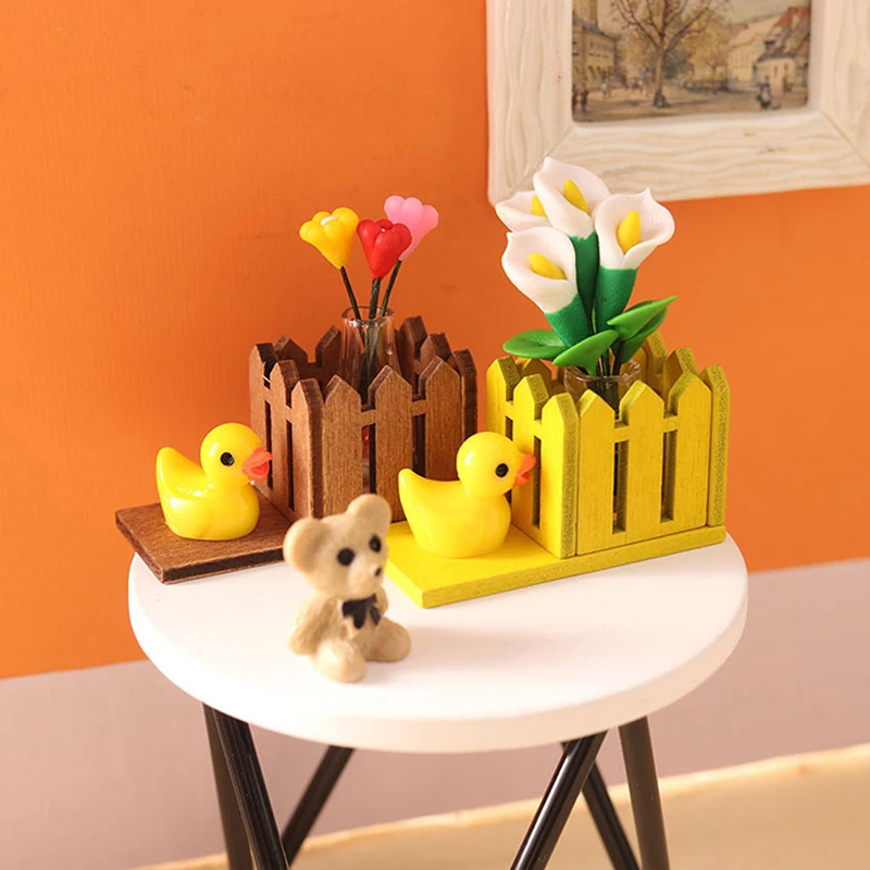 

1:12 Dollhouse Miniature Wooden Fence Flower Basket Storage Basket Model Garden Home Decor Toy Doll House Decor Accessories 1PC