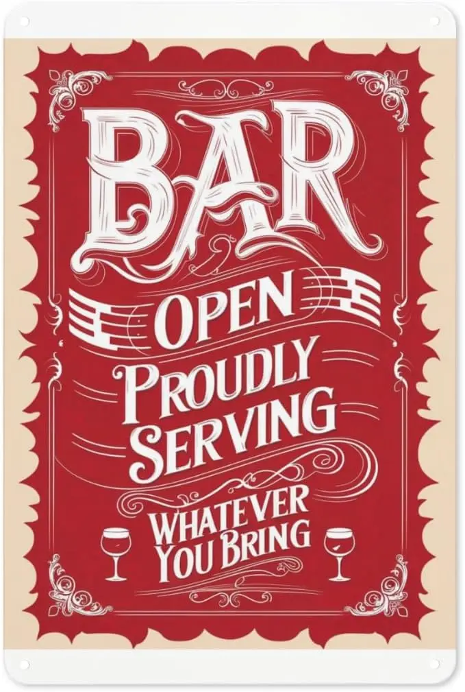 BYOB Bar Open Metal Sign 8X12IN Retro Pub Wall Art with 