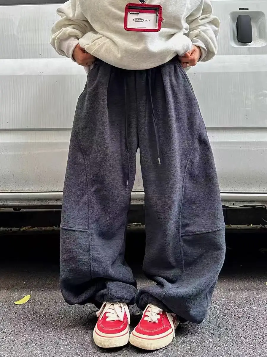 

Ретро японский Sle Thiened Fce широкие повседневные брюки для мужчин и женщин осень-зима свободные удобные драпировки ленивый сле