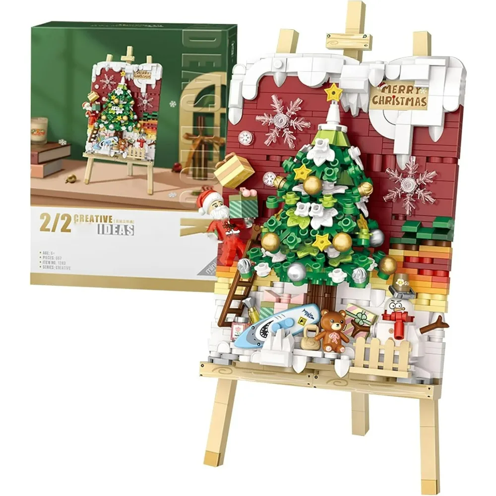 

Mini Building Blocks Christmas 3D Painting Model Set, 667 Pcs Building Toys Set for Adults and Teens (Christmas Tree)