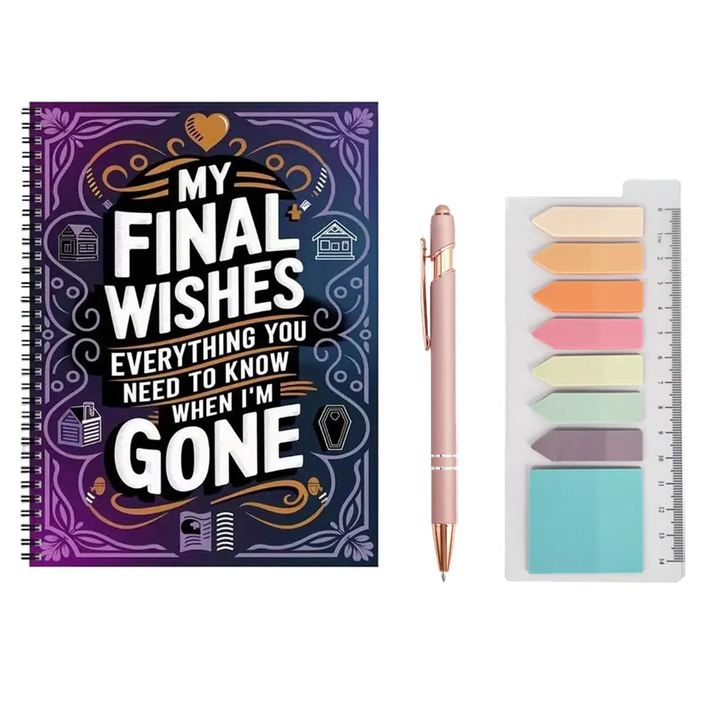 

Набор из 3 предметов: [Все, что вам нужно знать] Блокнот А5 и ручка, органайзер для планирования на всю жизнь и завещаний - Мои последние пожелания: Похоронные обряды