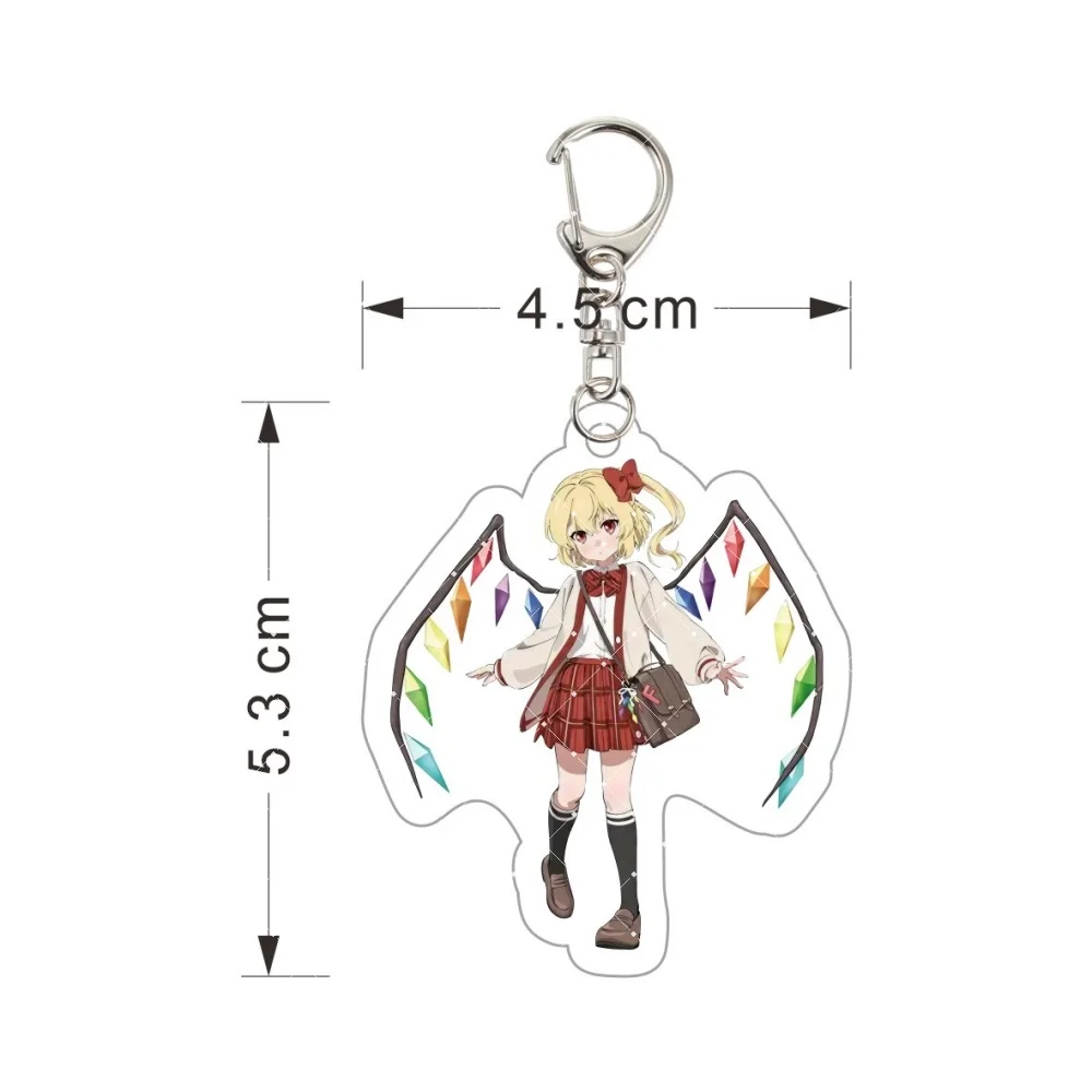 Keychain 5.5cm Touhou Project Acrylic Remilia Scarlet 2D Anime Maiden ReimuCute Maid Uniform Keyring Bag Pendant Anime Fans Gift