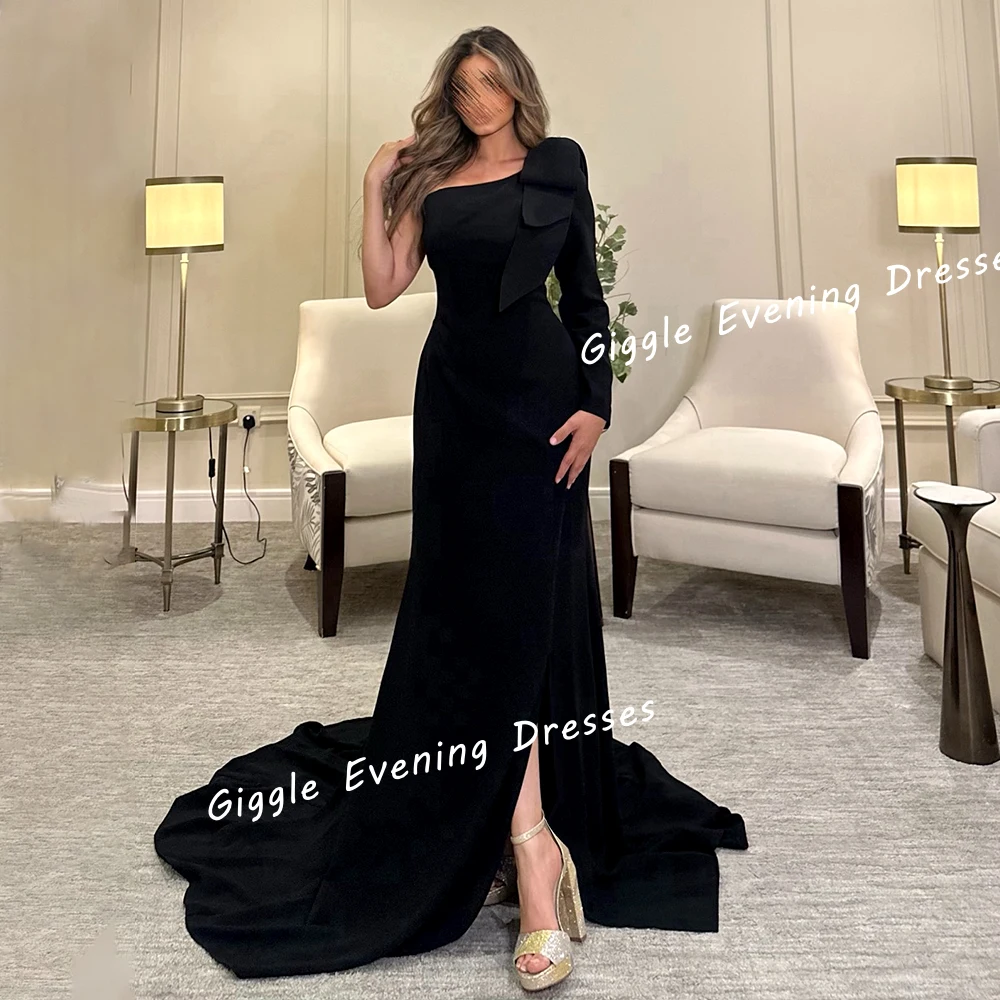 

Giggle Evening Dresses Women 2024 One-Shoulder A-line Close-Fitting Arab فساتين السهرة Floor-Length Pleating Wedding Party Gown