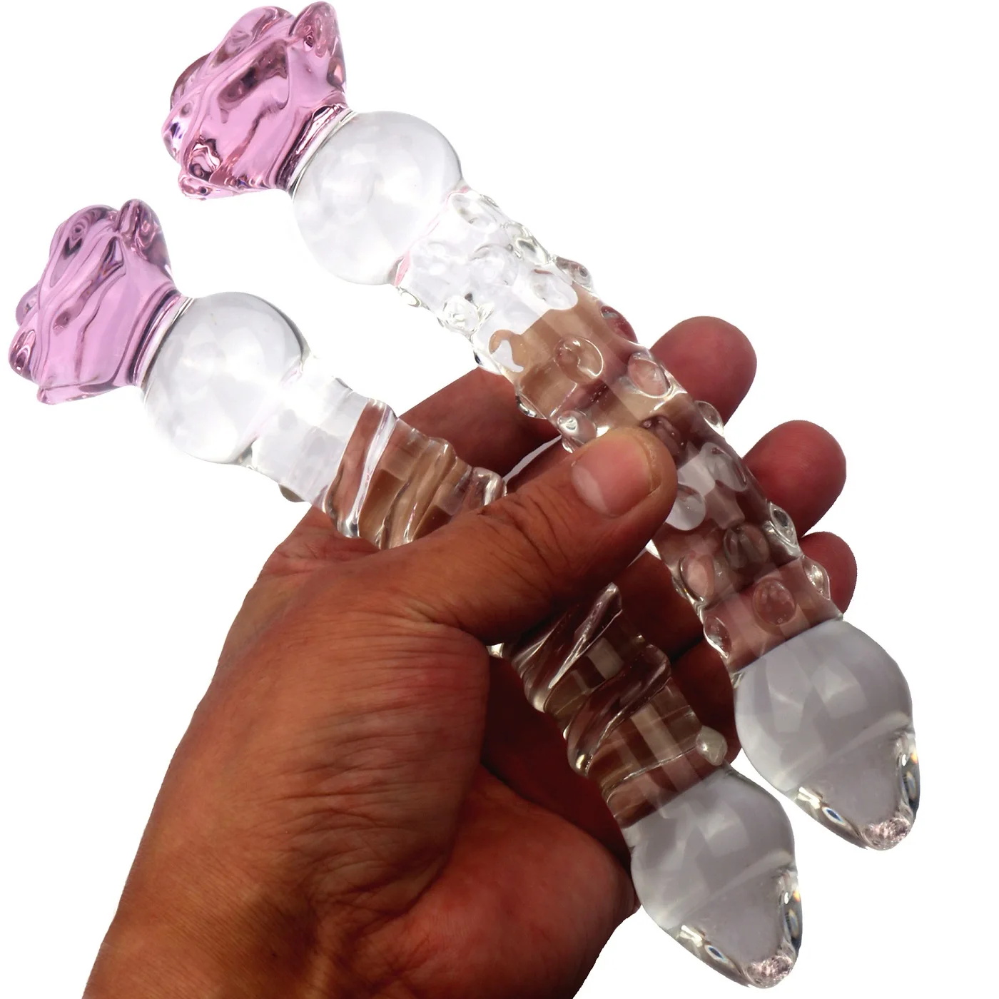 Glass Dildo Sex Toy with Progressive Anal Beads Rose Crystal Stimulator G-Spot Beaded Prostate Massager Sex Toy for Women view 4