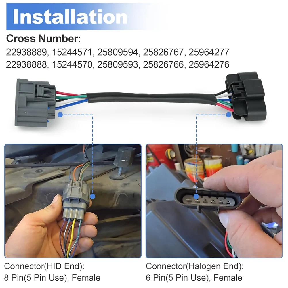 

Classy-HID To Halogen Headlight Wiring Adapter For GMC Acadia 2007-2012 22938888 22938889 Headlamp Conversion Harness Swap