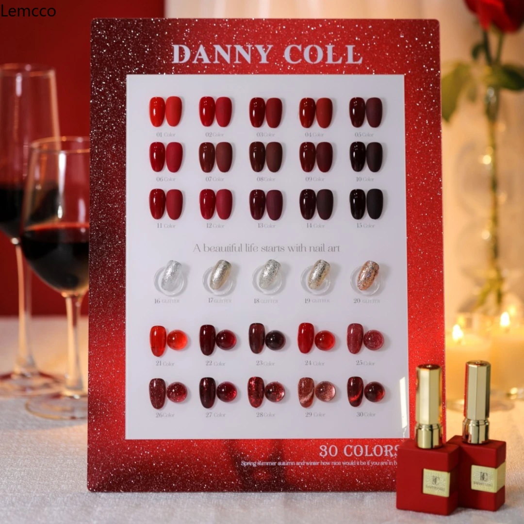 

Dannycoll Drunk Wine Red 30 шт. Набор гель-лаков для ногтей с карточкой Nail Art Новогодний красный цвет гель Varnis полуперманентный УФ-гель 15 мл