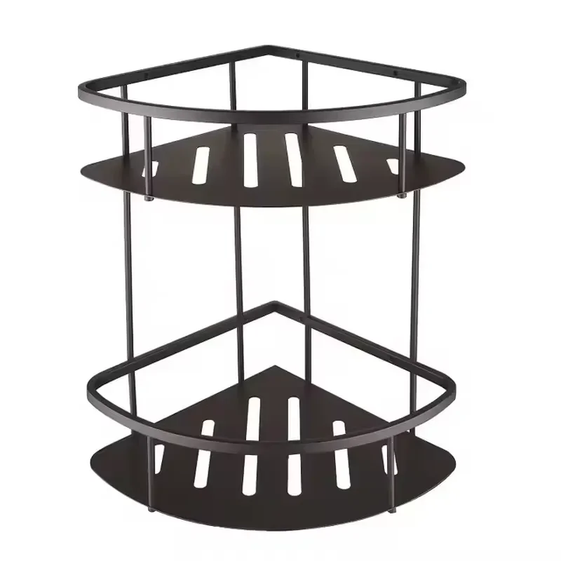 Modern 304 Stainless Steel Double Layer Bathroom Corner Shelf Rust Proof Storage Rack for Hotel Home Bath Room Organizer Wall
