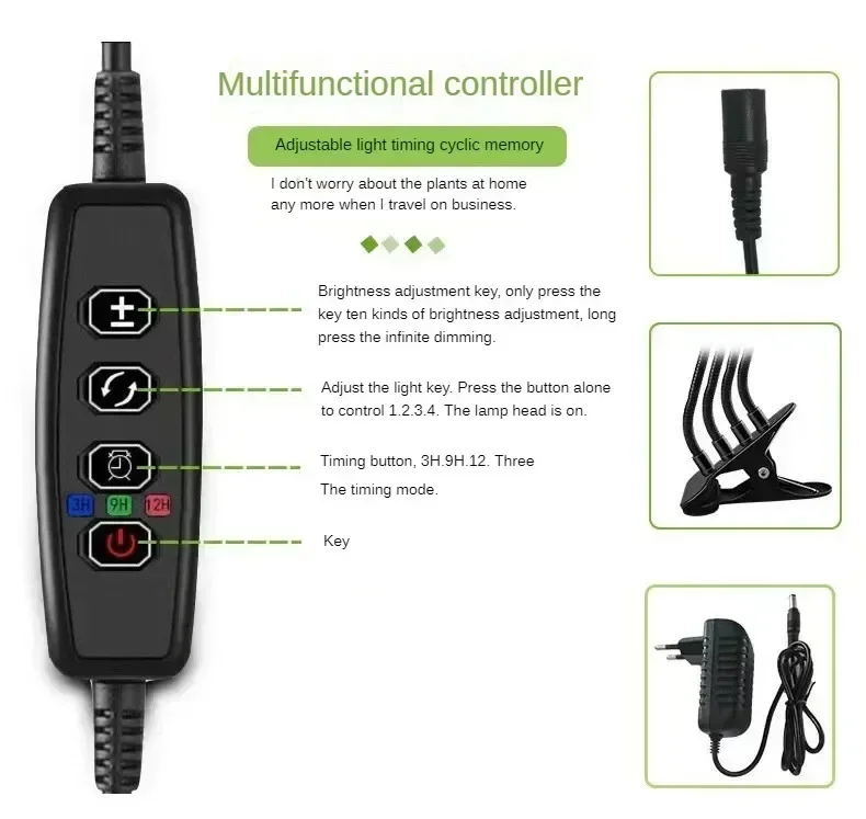 Luces de cultivo para plantas de interior, temporizador de espectro completo con trípode extensible de 60 ", 420 LED, 1/4 cabezales