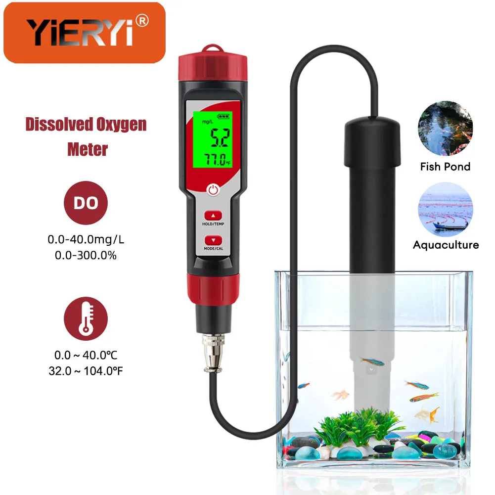 

Dissolved Oxygen Meter for water ATC, 0-40.00 mg/L, 0.1 mg/L Resolution Tester Kit Water Quality Monitor for Fish Aquarium Koi