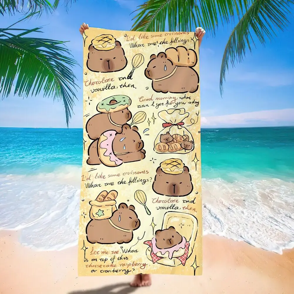 Cute Capybara Quick-Dry Bath Towel for Beach Swimming Wrap Fitness Sports Shower Towel - Absorbent Durable Pool Towel