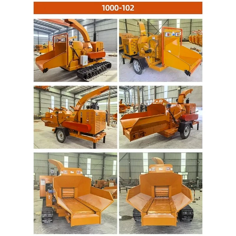 Self Powered Diesel Wood Chipper Shredder New Gear Bearing High Forestry Machinery Mobile Industrial Crusher Sawdust