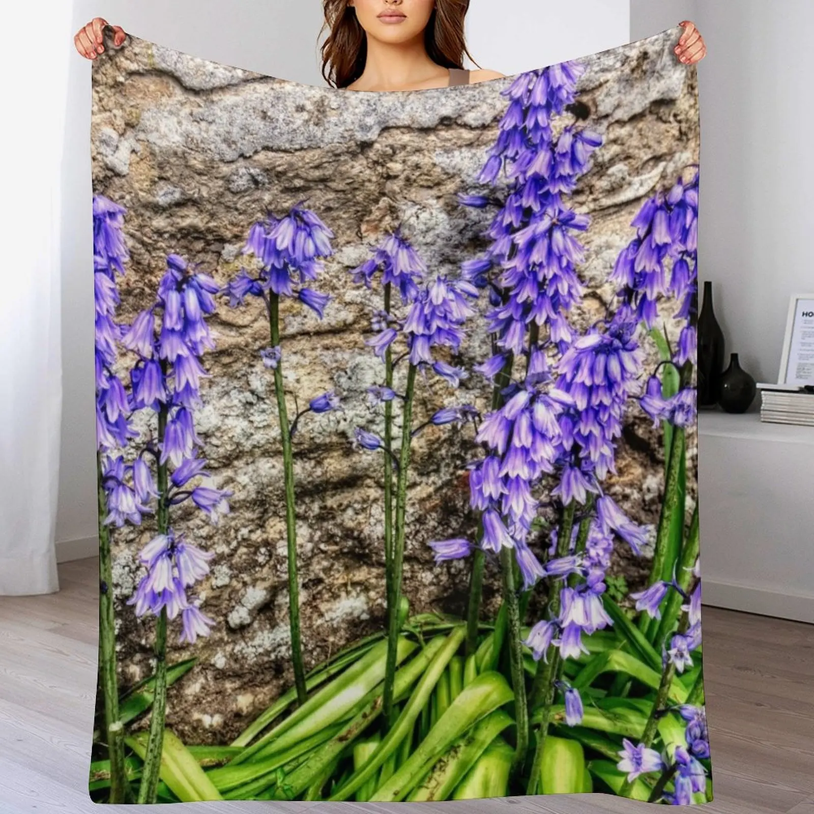 Spanish Bluebells Throw Blanket for winter Sofa blankets ands Blankets