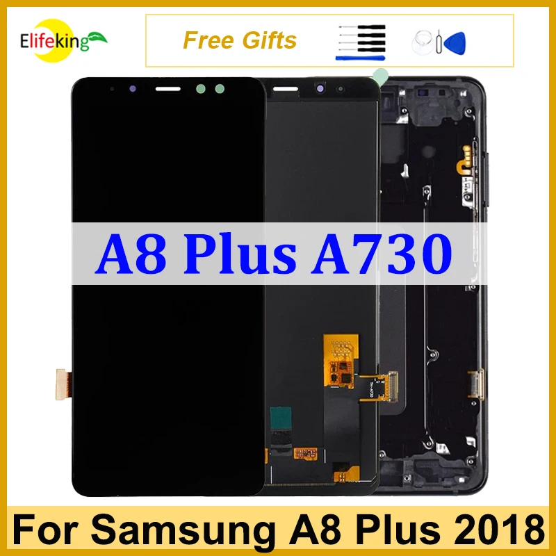 

LCD For Samsung Galaxy A8 Plus 2018 A730 Display Touch Screen SM-A730F Digitizer Panel Assembly Replacement Phone Repair Tested