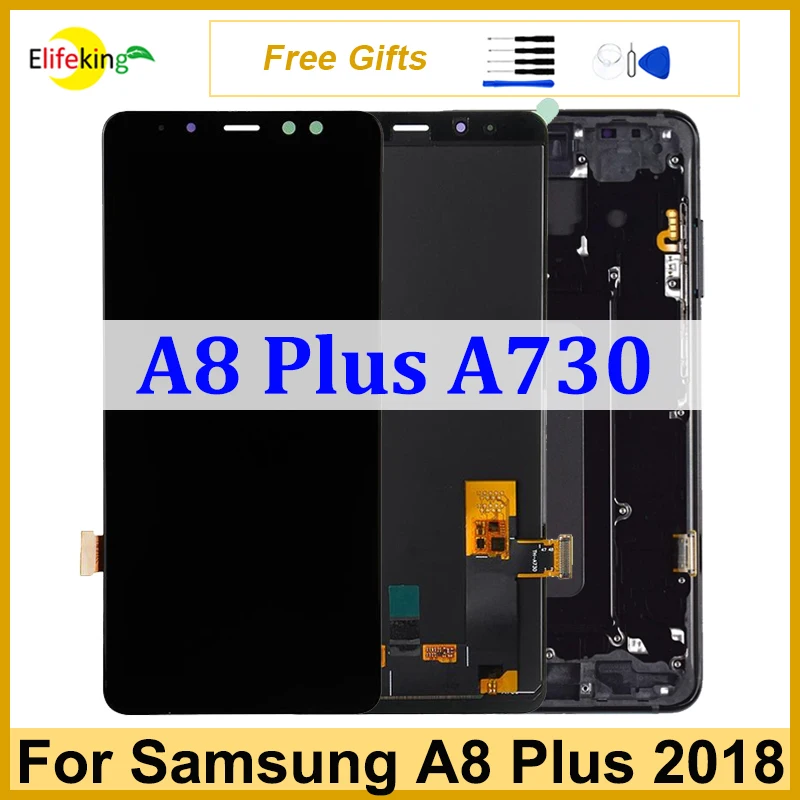 LCD For Samsung Galaxy A8 Plus 2018 A730 Display Touch Screen SM-A730F Digitizer Panel Assembly Replacement Phone Repair Tested