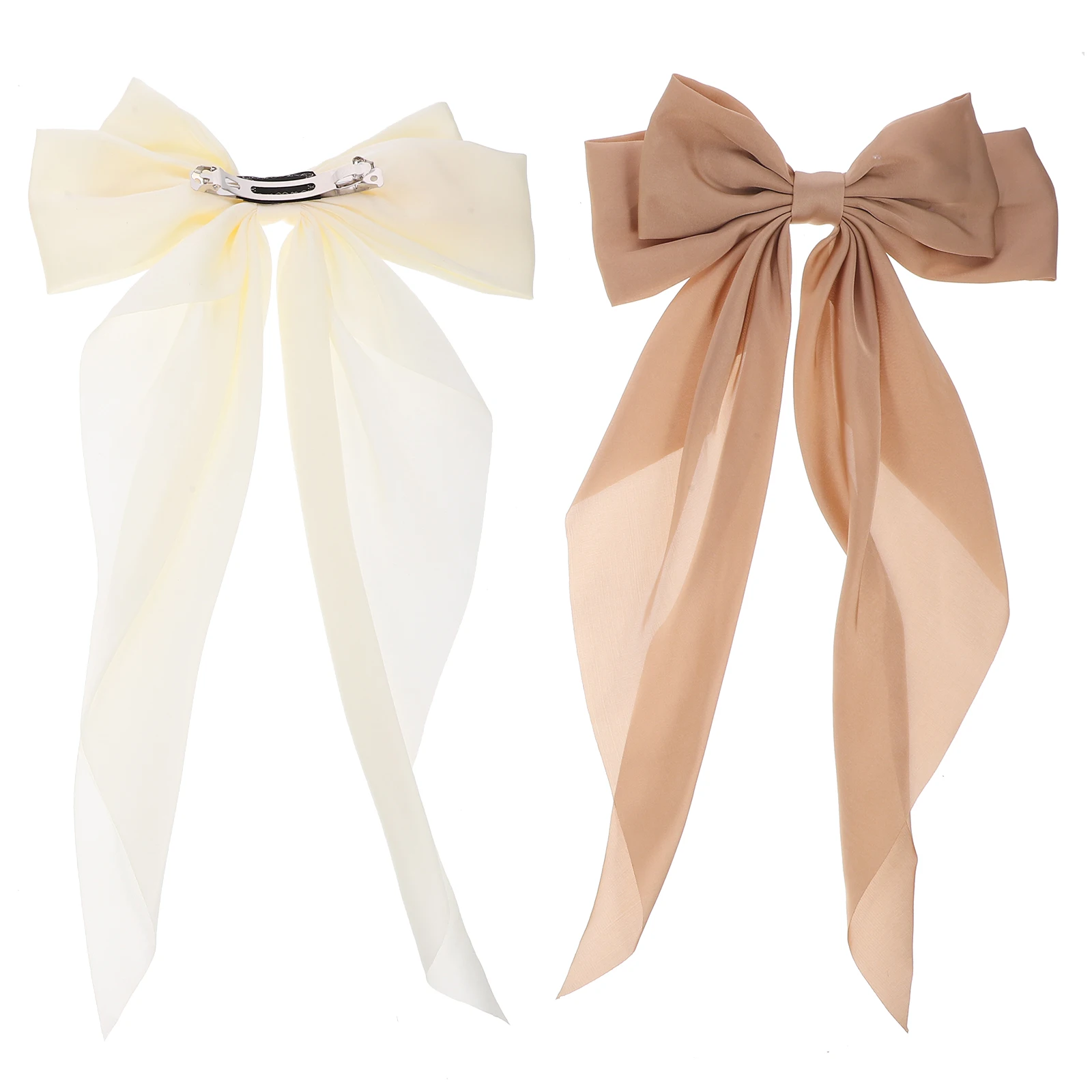 

2 pcs Big Bow Hair Clips Milk White Spring Ribbon Girls Hair Accessories Women Cute Decorative Barrettes