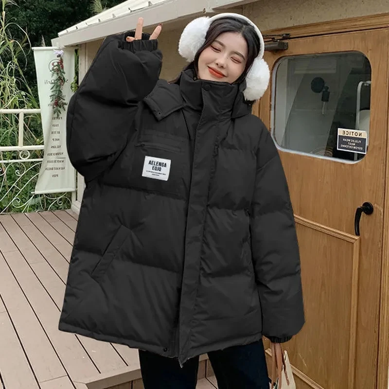 2023 New Winter Oversize Loose Jacket Women Thick Down Cotton Padded Coat Female Fashion Long Sleeve Short Parkas Woman Overcoat