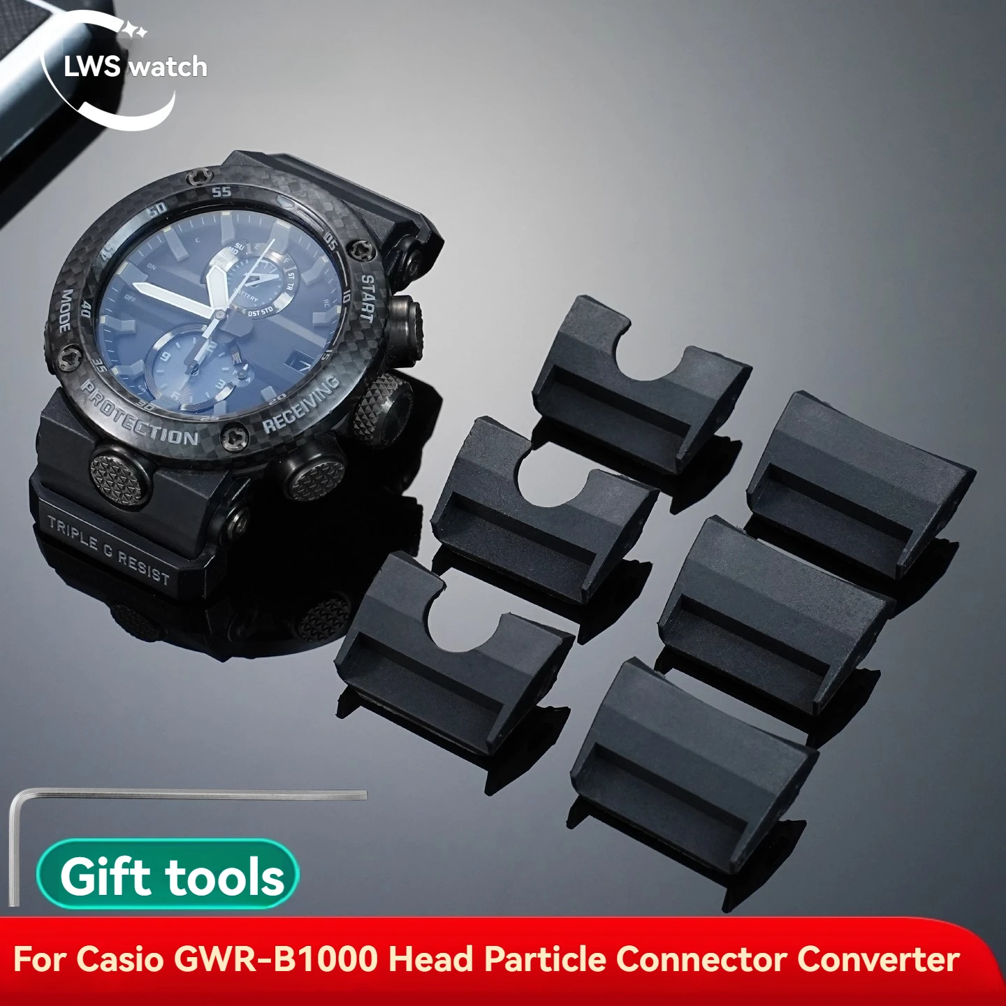 For Casio Big Mud King GWR-B1000 GWR B1000 Modified Leather Rubber Watch Strap Head Particle Connector Metal Converter Adapter