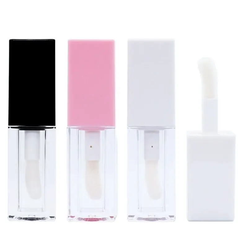 

30pcs Big Brush Head Lip Gloss Tube Square 5ml Portable Containers Cosmetic Packaging Clear Plastic Empty Lip Glaze Bottles