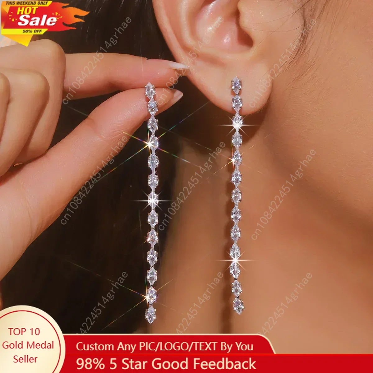 

FYUAN Simple Geometric Zircon Crystal Earrings for Women Gold Silver Color Long Tassel Dangle Earrings Party Weddings Jewelry