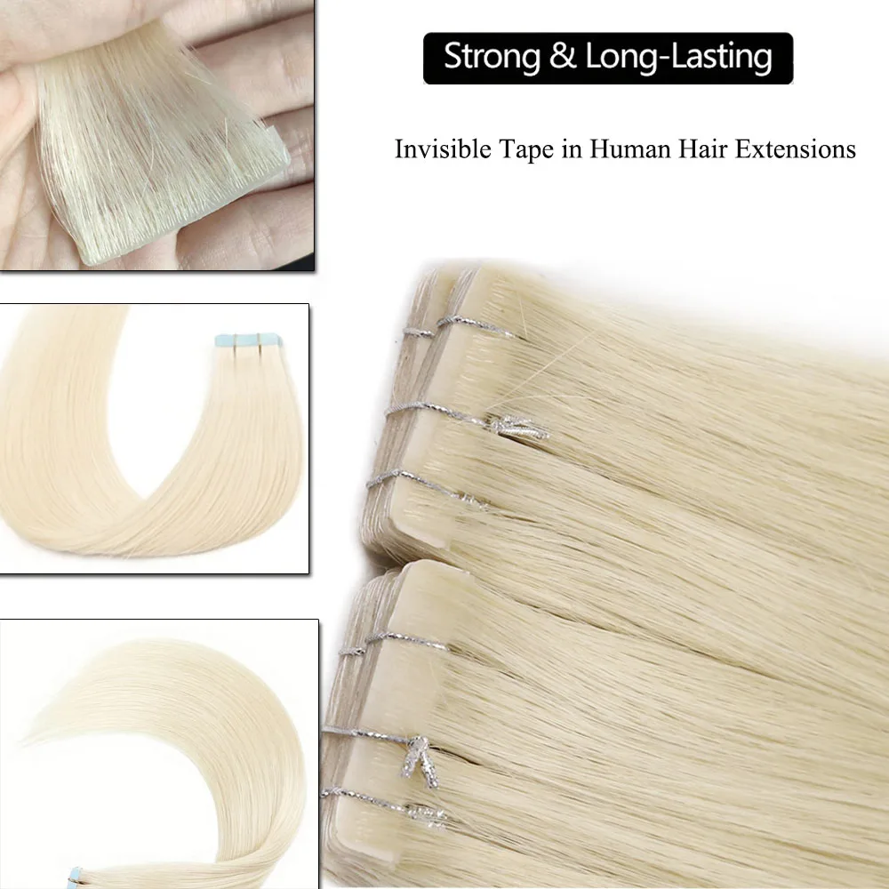 اللون الطبيعي غير مرئية بولي PU سلس حقن الشريط وصلات شعر الشعر البشري 18-24 بوصة 50 جرام/100 جرام أفضل جودة وصلات شعر