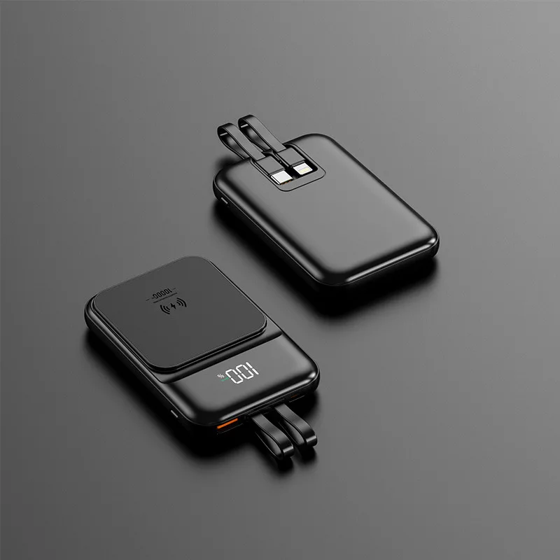Wireless Charging Magnetic Power Bank with Built-in Cable 10000mAh Portable Power Bank