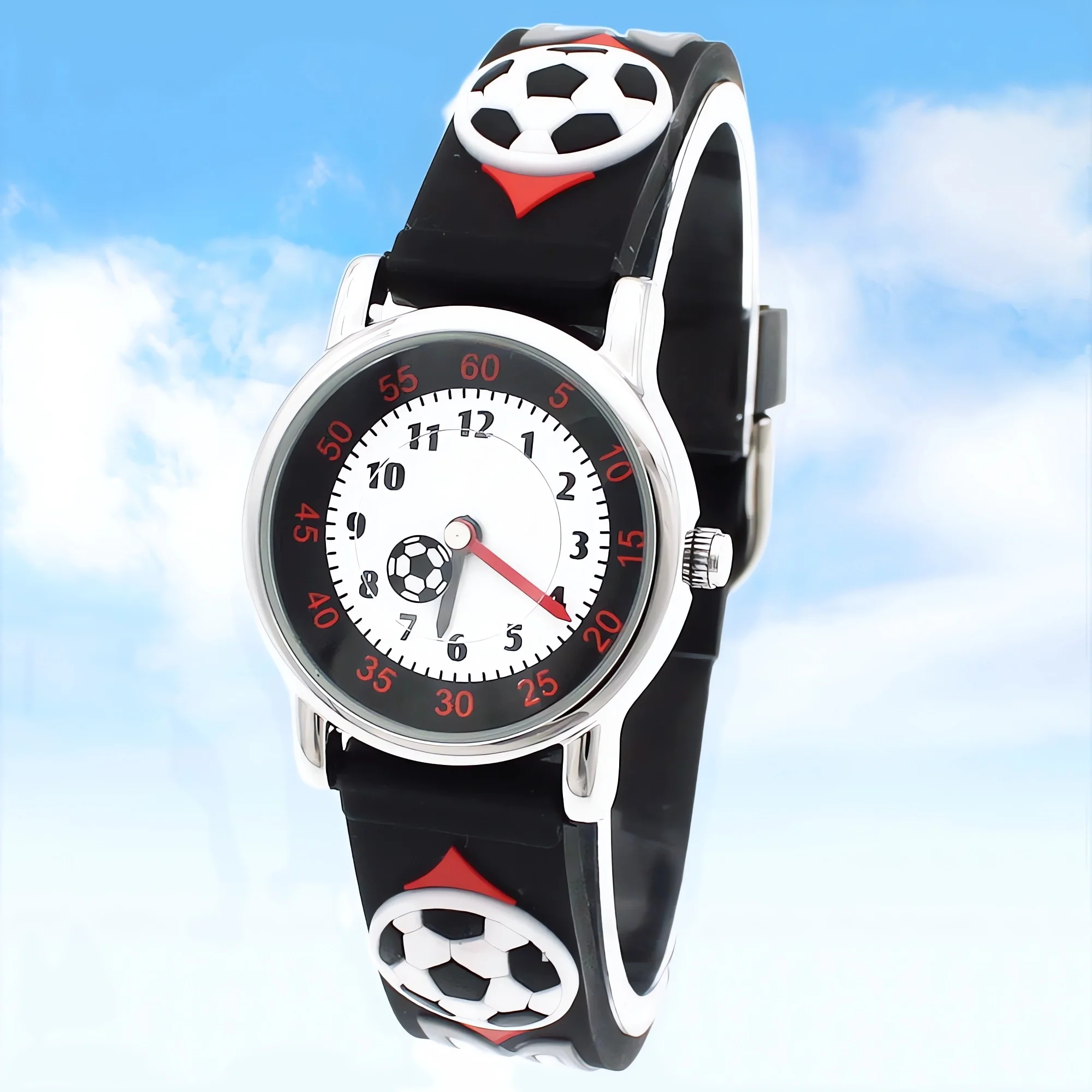 3D Football Themed Kids Digital Sports Watch Water-Resistant Stopwatch Timer for Swimming Running Basketball Child's Anime Stopw