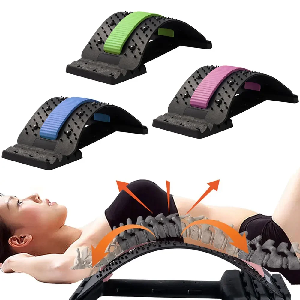 3Level Back Stretcher Fitness Lumbar Support Relaxation Back Massager Lumbar Support Spine Board for Herniated Disc Massage Tool