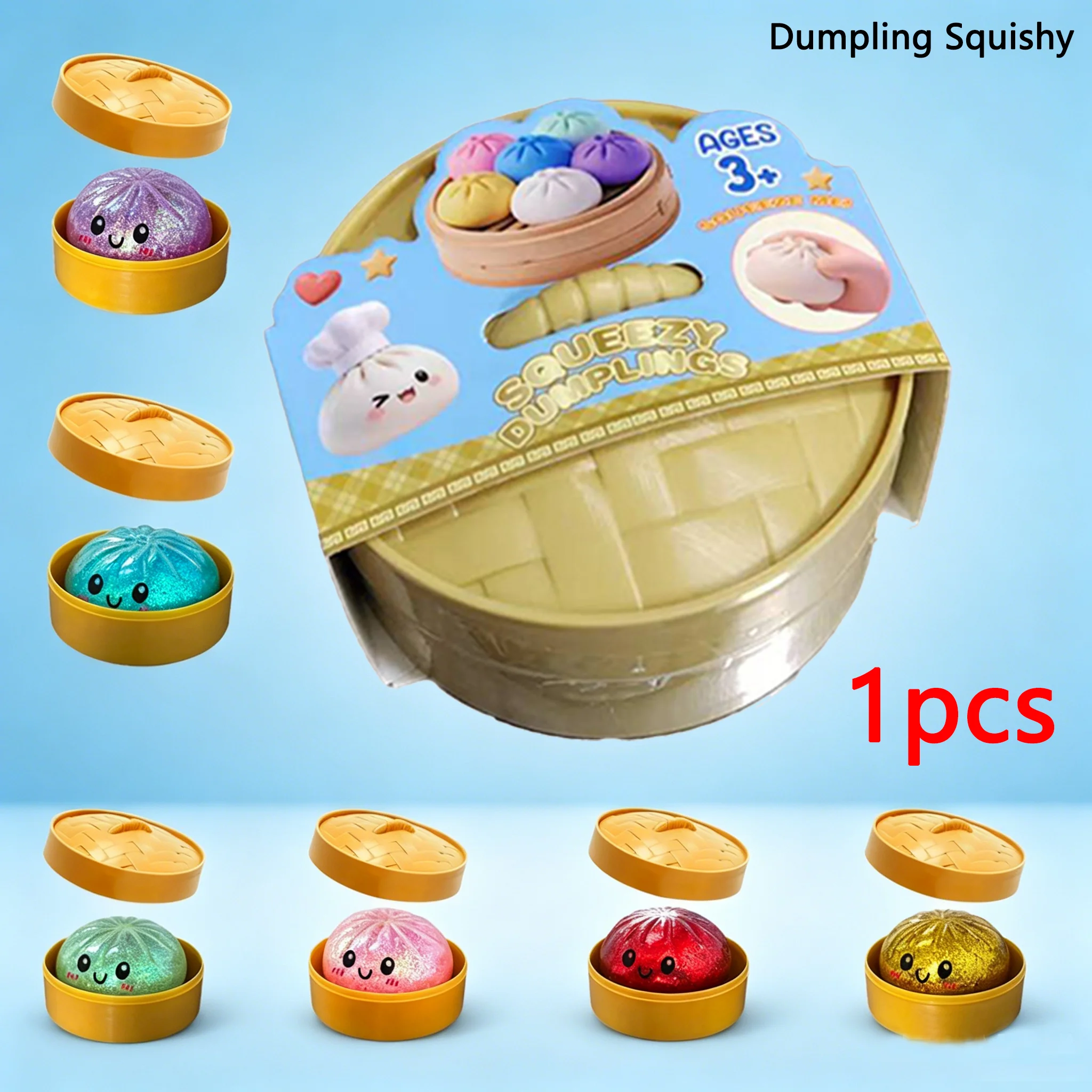 Dumpling-Druckentlastungs-Squishies: Niedliche, farbenfrohe Brötchen-Spielzeuge, langsam aufsteigend, Stressabbau-Fidget-Spielzeug für Kinder und Erwachsene, Anti-Angst-Geschenk
