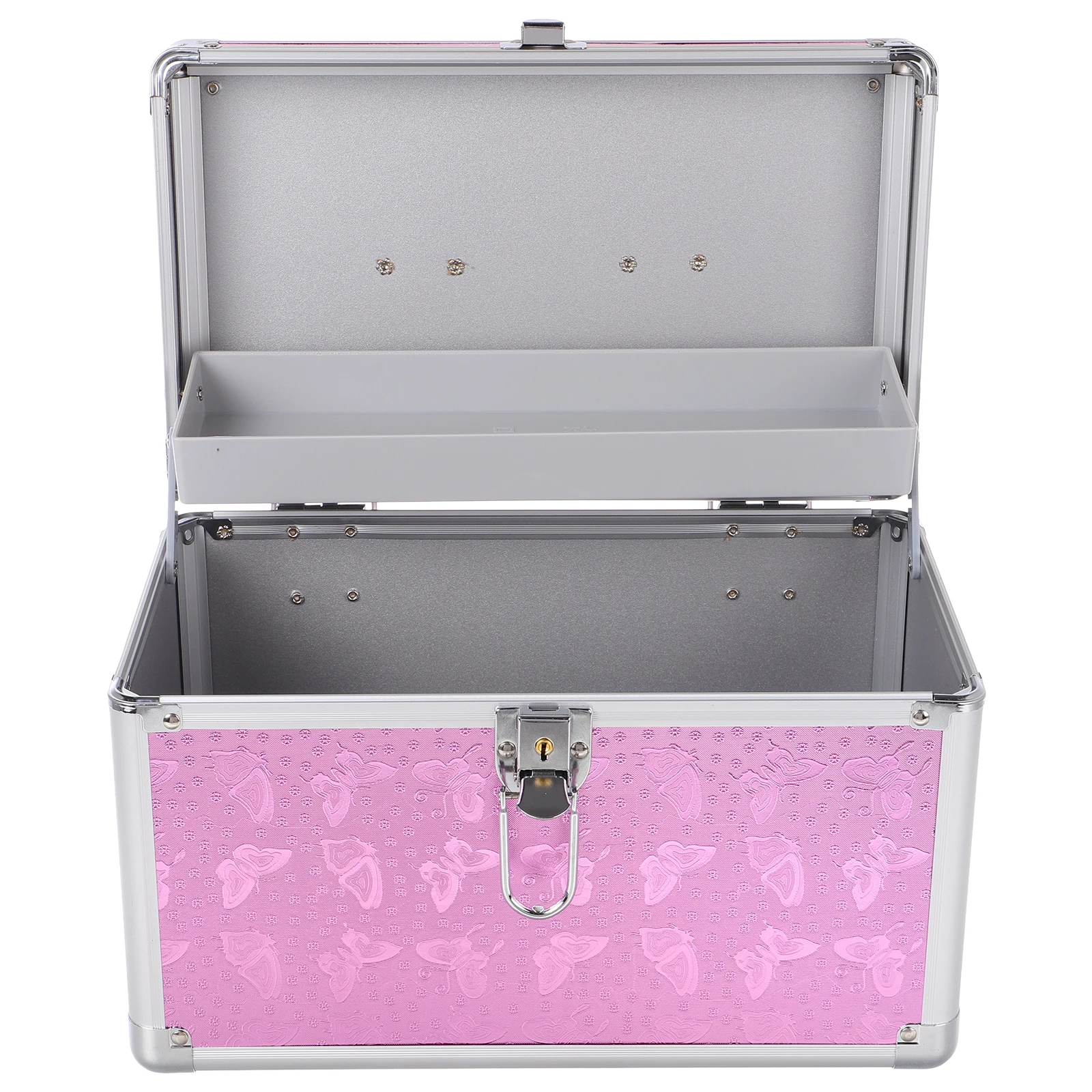 

Privacy Handbag Pink Aluminum Alloy Case Large Capacity for Clips Screws Accessories Jewelry Home Office Travel