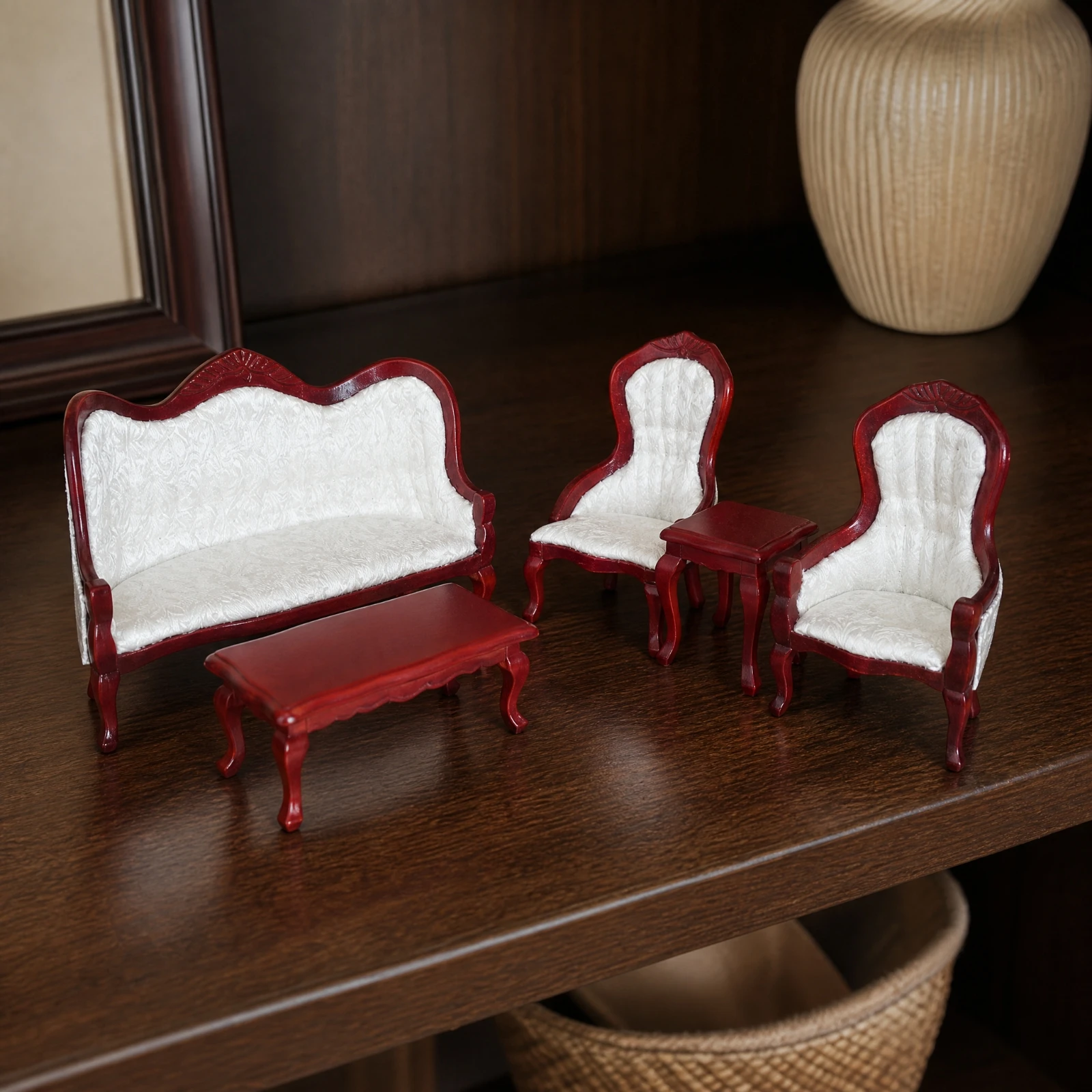 5-pieces-birch-wood-miniature-living-room-set-turned-legs-dollhouse-living-room-furniture-miniature-upholstered-armchair-vintage