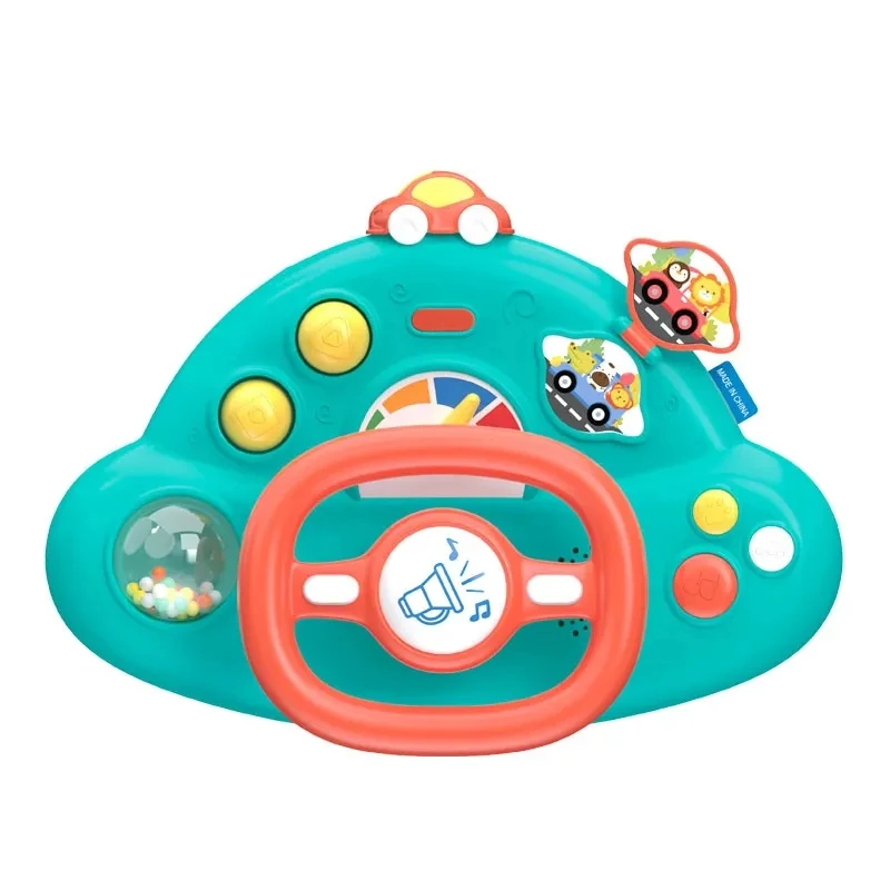 Baby Electric Steering Wheel Car Seats Stroller Toy Sound Music Light Simulated Driving Early Educational Vocal Toy Toddler Gift