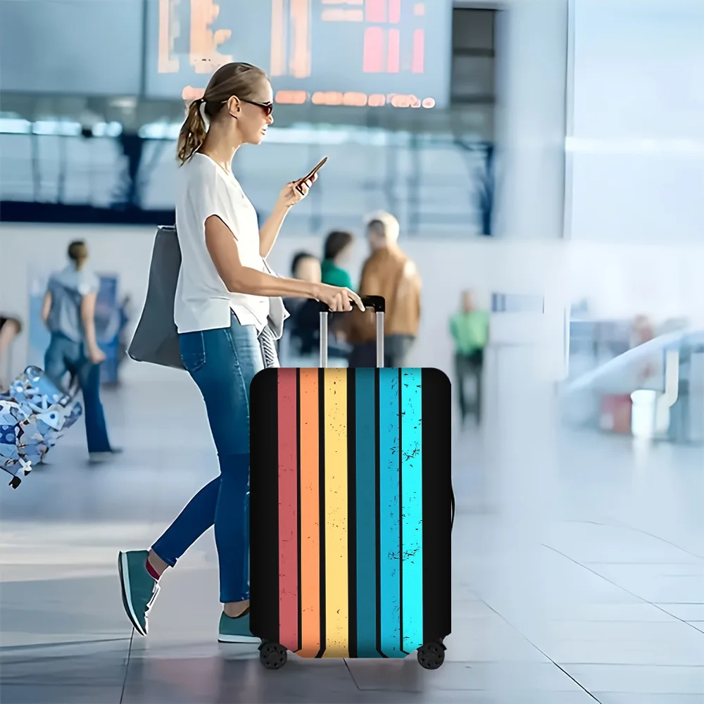 

1PC Retro Synthetic Wave Abstract Column Print Luggage Cover for suitcases 18 – 32 inches in size; dust and elastic travel ac