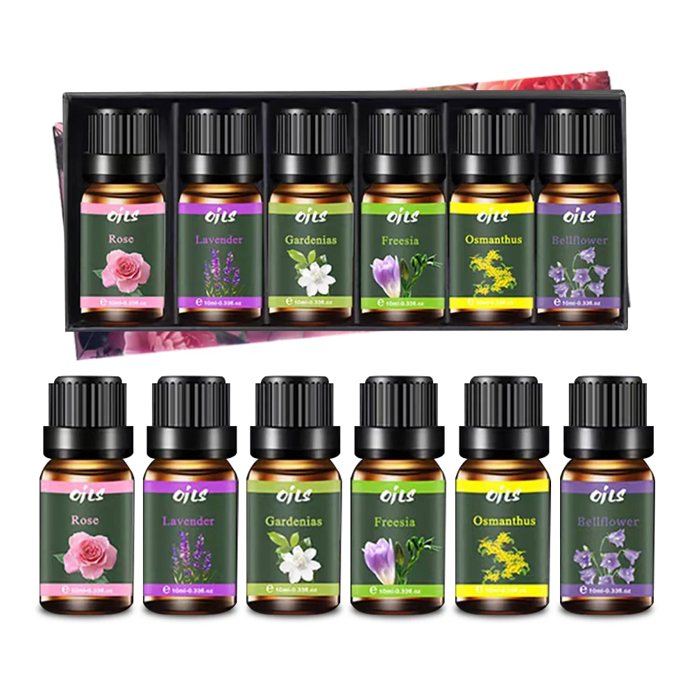 

Диффузор для дома, роскошная коллекция эфирных масел (6 x 10 мл), цветочные смеси премиум-класса, включая Gardenias Freesia, праздничный подарок B