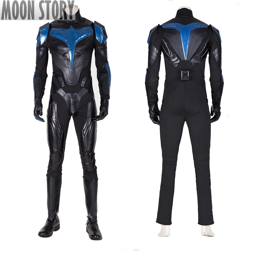 

Halloween Superhero Titans Nightwing Dick Grayson Cosplay Costume Jumpsuit Black Armor Mask Adult Men Suit Fancy Party Outfit