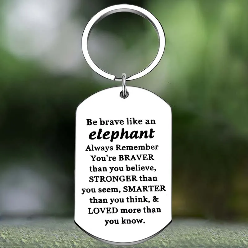 Cute Elephant Gift Keychain Elephant Lover Gift Elephant Inspirational Gift Key Chain Pendant Jewelry You Are Braver