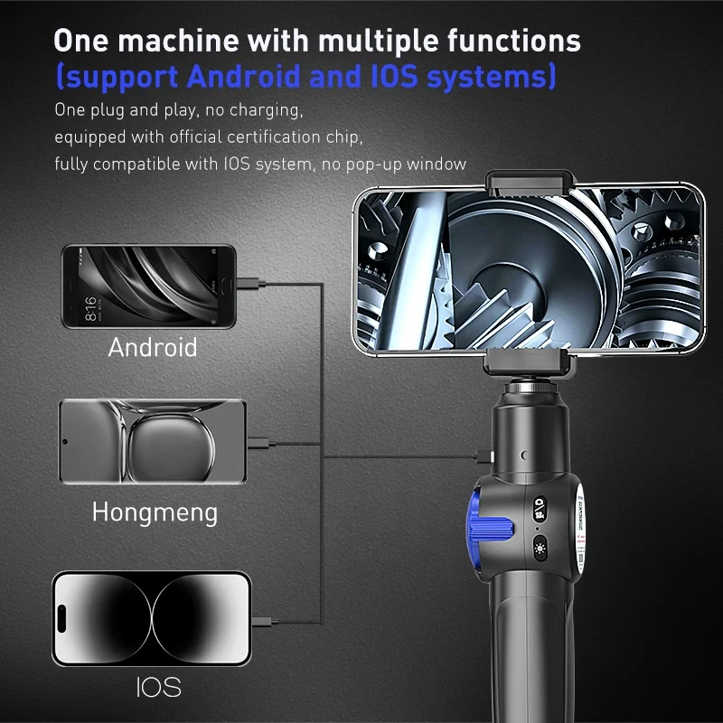 

H408M 360° Two-Way Rotary Industrial Endoscope Camera 1080P Car Inspection Articulating Borescope With 8 LED For Engine Inspect