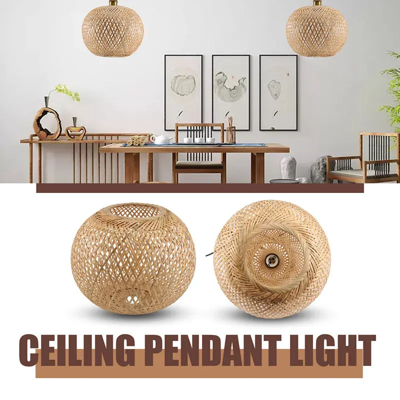 Тканый бамбуковый подвесной светильник, люстра из ротанга для гостиной, бара, плетеный подвесной светильник в стиле ретро-A69M