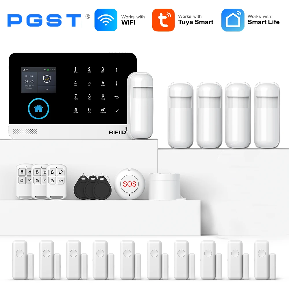 GSM Wifi Tuya نظام إنذار لاسلكي للمنزل الذكي مضاد للسرقة تطبيق Smart Life متوافق مع Alexa لمرآب المكاتب والشقة