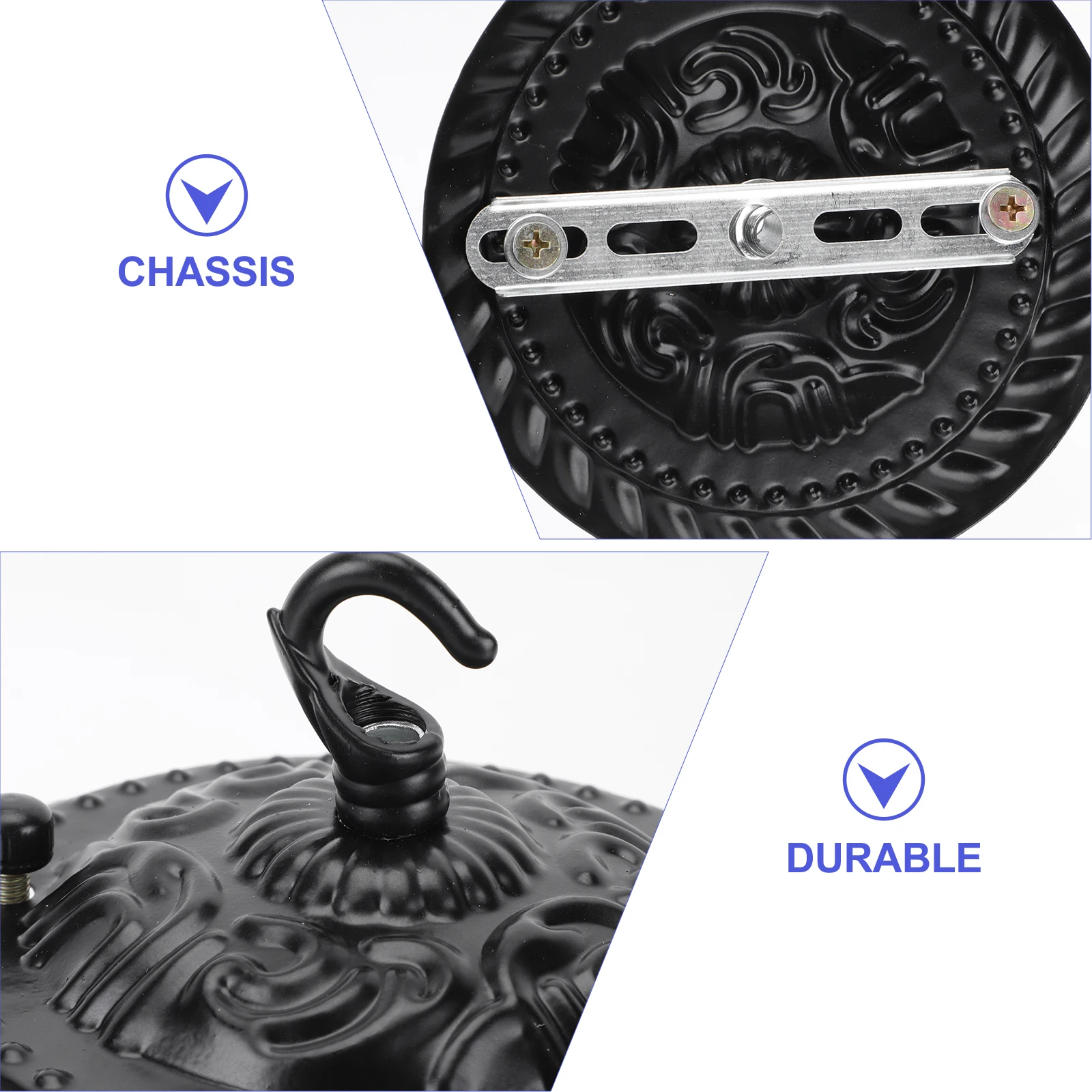 

2Pcs Black Vintage Decorative Ceiling Plates Retro Hanging Hooks Lamp Canopy Accessories