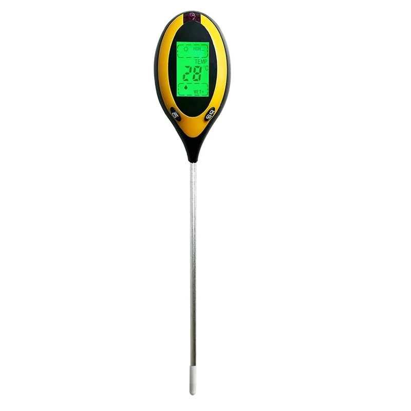 4 In 1 Soil PH Meter Moisture/Temp/Soil PH Tester Sunlight Intensity Meter For Gardening Plants Farming With Backli Durable