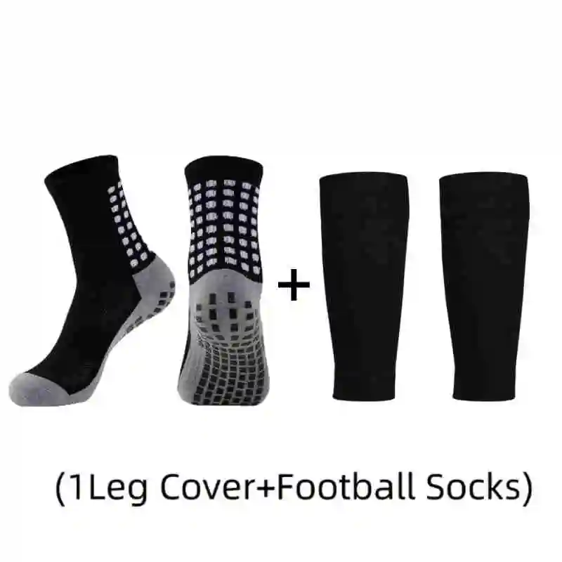 1 pair of combination adhesive point anti slip, sweat and odor resistant  football sports socks+leg protectors