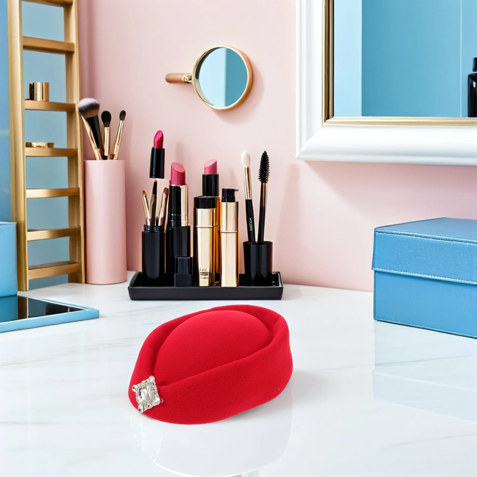 

Берет в британском стиле для женщин, красная кепка стюардессы, костюм стюардессы, легкая авиационная форма, косплей