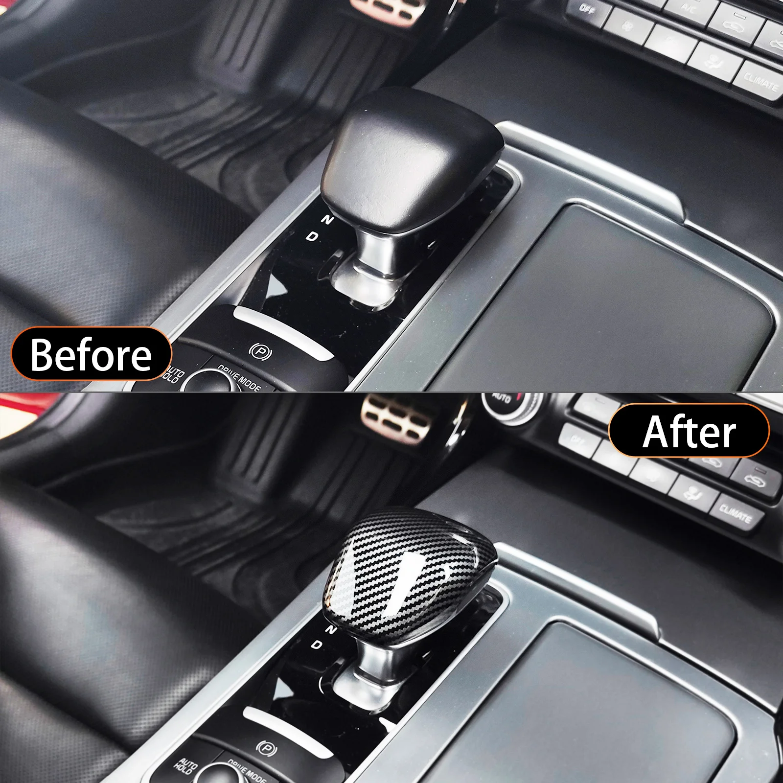 Automotive Console Gear Shift Knob Cover Interior Carbon Fiber Style Stickers For Kia Stinger GT-line GT1