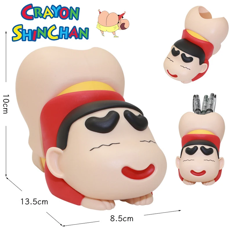Crayon Shin-chan Pen Holder Container Animation Figure Toy Cosmetic Brush Pot Study Office Desktop Storage Plastic Ornaments